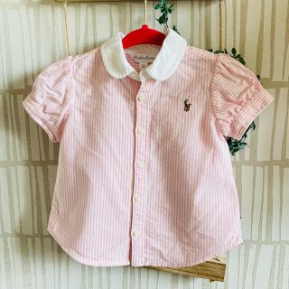 ポロラルフローレン(POLO RALPH LAUREN)のラルフローレン  ポロシャツ　ピンクストライプ　９M(シャツ/カットソー)