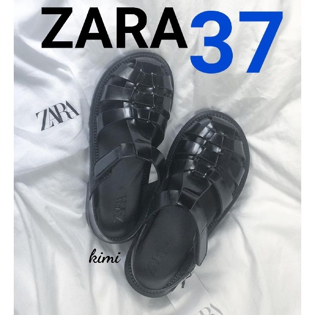 ZARA　(37)　フラットケージサンダル　グルカサンダル