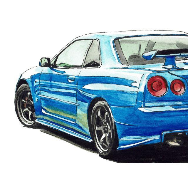 美術品/アンティークNC-388 GT-R R34/R32限定版画 直筆サイン額装済●作家平右ヱ門