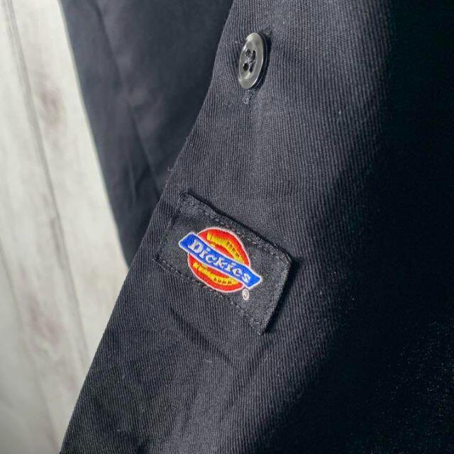 Dickies(ディッキーズ)の【美品 海外企画 L】ディッキーズ 刺繍 タグロゴ ワークシャツ 黒 メンズのトップス(シャツ)の商品写真