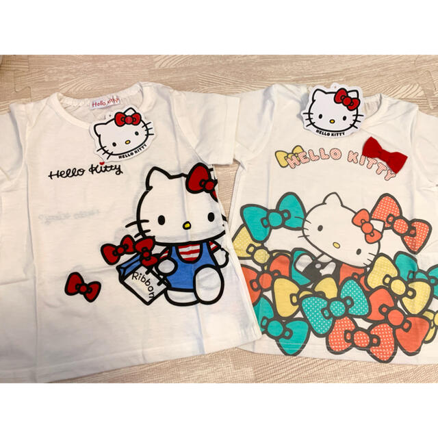 ハローキティ(ハローキティ)のHELLOKITTY新品Tシャツ2枚セット95cm キッズ/ベビー/マタニティのキッズ服女の子用(90cm~)(Tシャツ/カットソー)の商品写真