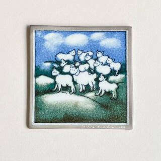 アラビア(ARABIA)のSheep 羊 1987年 ヘルヤ 陶板画 アラビア(置物)