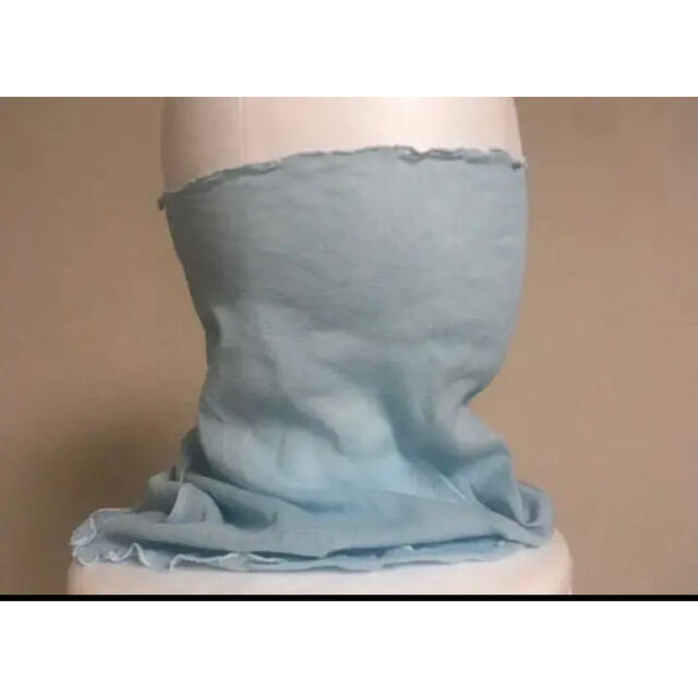 ロングタイプ綿100%ペールブルーレースシングルウェーブ手染めネックウォーマー レディースのファッション小物(ネックウォーマー)の商品写真
