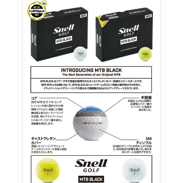 ３ピースボール材質スネルゴルフボール2ダース【白】　Snell GOLF MTB BLACK