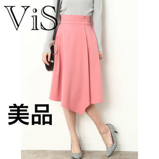 ヴィス(ViS)のViS ビス ウェストタックラップ風スカート(ひざ丈スカート)