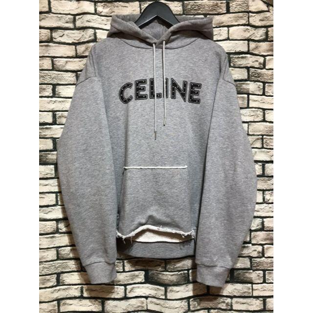 CELINE セリーヌ 21AW STUDS LOGO PULLOVERPARKA 2Y695670Q スタッズロゴ プルオーバーパーカー イエロー