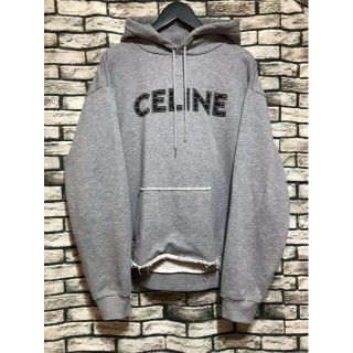 セリーヌ(celine)のセリーヌ★21SS ロゴスタッズクラッシュ加工プルオーバースウェットパーカー(パーカー)