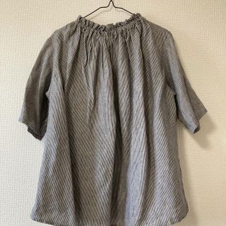 ネストローブ(nest Robe)のコウ様専用　　　nest  Robe 麻100%ストライプブラウス(シャツ/ブラウス(半袖/袖なし))