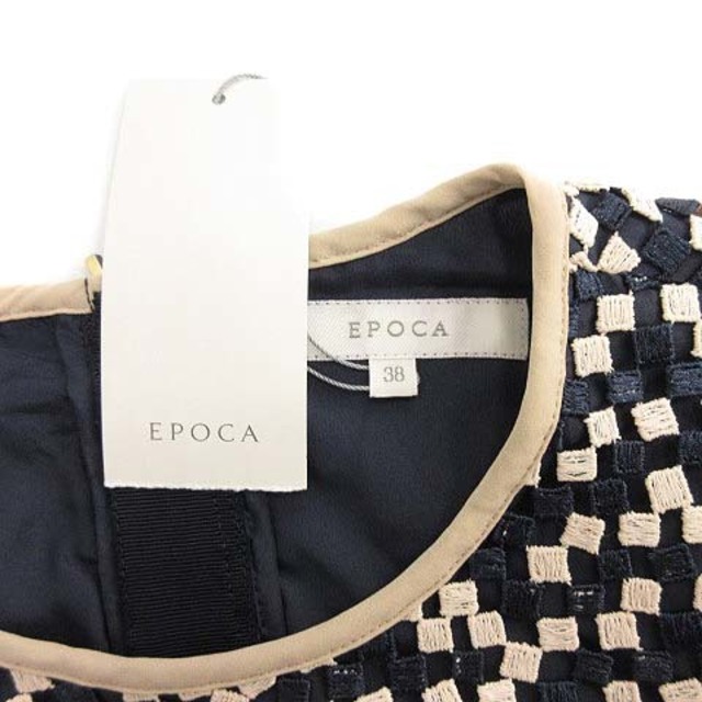 EPOCA(エポカ)のエポカ EPOCA ワンピース ひざ丈 半袖 レース ネイビー ベージュ レディースのワンピース(ひざ丈ワンピース)の商品写真