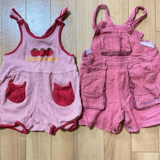 ベベ(BeBe)の女の子　オーバオール　2枚まとめ売り　80〜90センチ(パンツ)