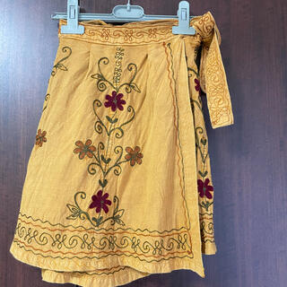 インド綿＆刺繍 ミニ ラップスカート(ミニスカート)