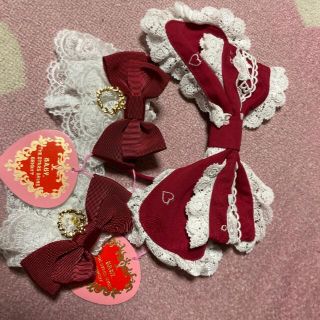 ベイビーザスターズシャインブライト(BABY,THE STARS SHINE BRIGHT)のくみゃちゃんのLove Heart embroidery KC お袖とめセット(カチューシャ)