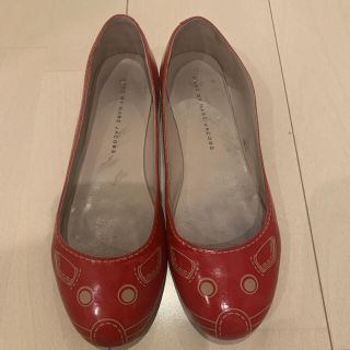 マークジェイコブス(MARC JACOBS)のマークジェイコブス　ローファー　36.5 23.5センチ　赤　ネズミ(ローファー/革靴)