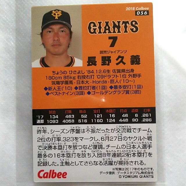 広島東洋カープ - 長野久義 プロ野球チップス カードの通販 by さくら ...