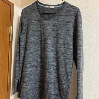 黒 Vネック ティーシャツ カットソー トップス Tシャツ 長袖(Tシャツ/カットソー(七分/長袖))