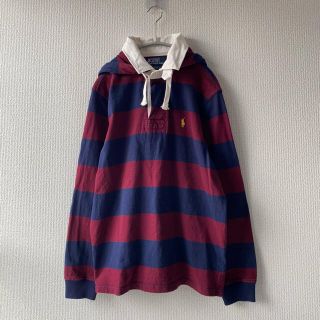 ポロラルフローレン(POLO RALPH LAUREN)のラルフローレン フード付き ボーダー ラガーシャツ S エルボーパッチ(ポロシャツ)