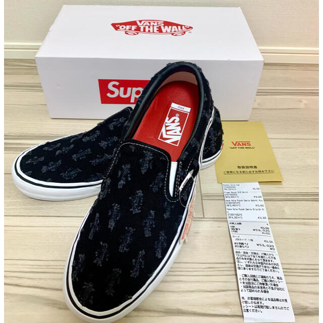 Supreme(シュプリーム)の27.5cm US10 Supreme Vans Slip On スリッポン 黒 メンズの靴/シューズ(スリッポン/モカシン)の商品写真