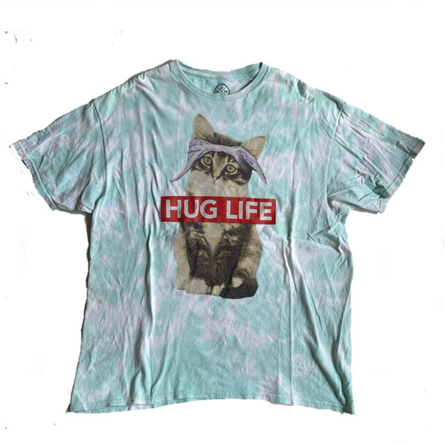 レア！ ビンテージ HUG LIFE 猫柄 ヒップホップ プリント Tシャツ