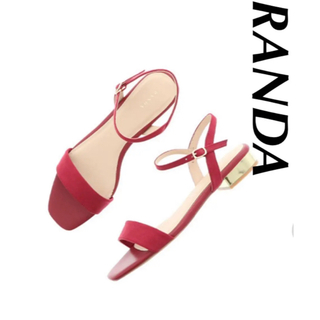 ランダ(RANDA)のRANDA ストラップフラットサンダル （RED）(サンダル)
