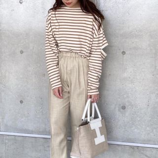 ビューティアンドユースユナイテッドアローズ(BEAUTY&YOUTH UNITED ARROWS)の新品未着用♡＜6(ROKU)＞BORDER SLIT SLEEVEプルオーバー (カットソー(長袖/七分))