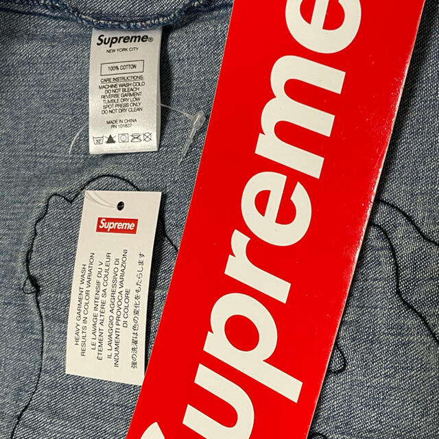 L Supreme Patches Denim Baseball Jersey