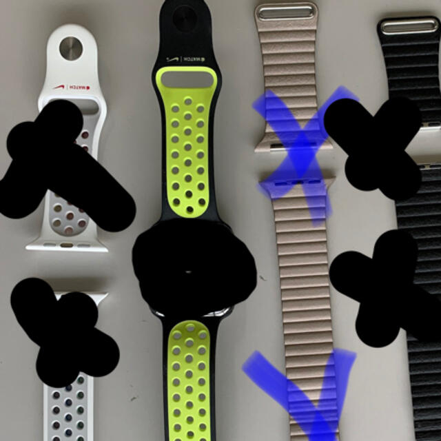 Apple(アップル)のApple Watch NIKE 純正バンド　ブラック　イエロー メンズの時計(ラバーベルト)の商品写真