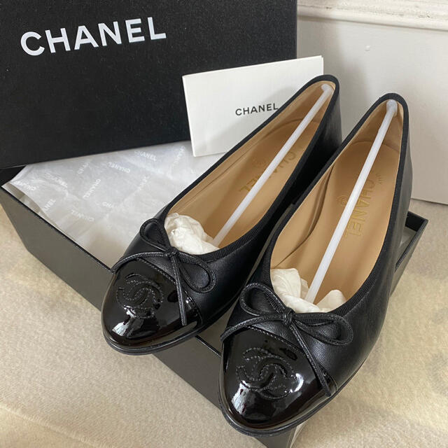 日本未発売】 - CHANEL シャネル 美品 35 カーフ ブラック バレリーナ