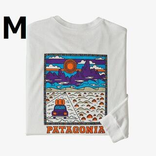 パタゴニア(patagonia)の【日本正規品 新品】38519 [M] プリント 長袖 Tシャツ パタゴニア 白(Tシャツ/カットソー(七分/長袖))