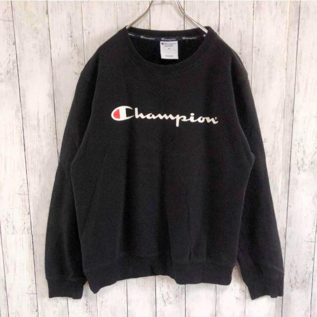 Champion(チャンピオン)の輸入古着◆チャンピオン スウェット トレーナー 黒 薄手 ビッグロゴ ビンテージ メンズのトップス(スウェット)の商品写真