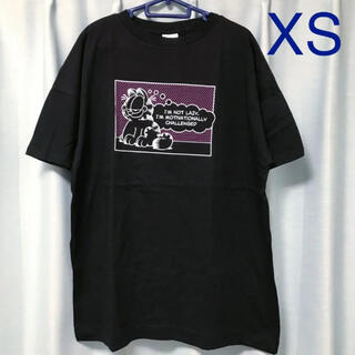 ジーユー(GU)のGU ガーフィールド チュニックT ブラック 5分袖 XS(Tシャツ(半袖/袖なし))