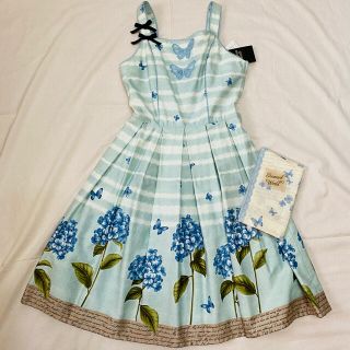 イノセントワールド(Innocent World)のイノセントワールド  ♡ 紫陽花と蝶のジャンパースカート サックス(ひざ丈ワンピース)