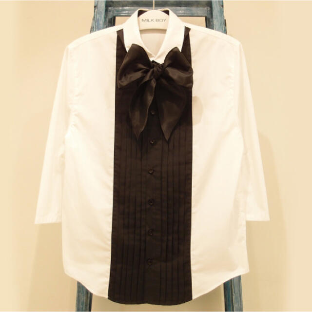 トップスmilkboy ミルクボーイ リボンシャツ ribbon shirt タイ