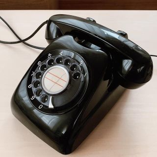 黒電話 ダイヤル式電話機 完動品 600-A2 モジュラーケーブル 日本電信