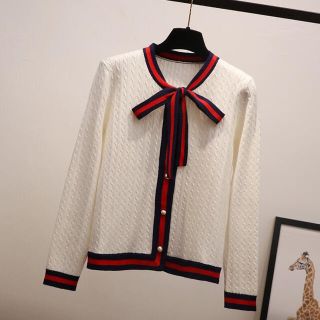 グッチ(Gucci)のトリコロール　カーディガン　(カーディガン)