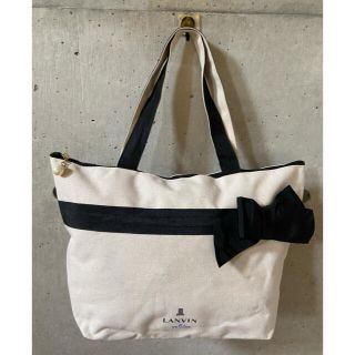 ランバンオンブルー(LANVIN en Bleu)の★ランバン オン ブルー★バッグ トートバッグ リボン 未使用に近い(トートバッグ)