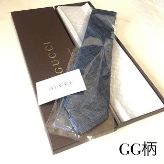 グッチ(Gucci)の☆極美品　試着程度☆グッチ　GG モノグラム　ネクタイ(ブルー／青色、ツヤ感)(ネクタイ)