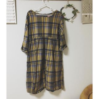 クリスプ(Crisp)のvintage＊からし色チェックワンピース(ひざ丈ワンピース)