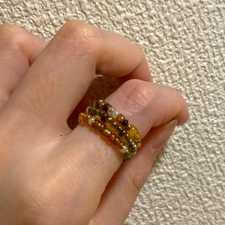 ビームス(BEAMS)のビーズリング　ビーズアクセサリー　ビーズブレスレット　ブラウン　韓国(リング)