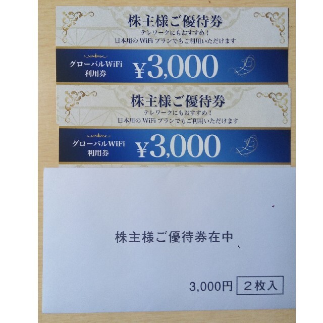 ビジョン株主優待券　3000円×2枚 チケットの優待券/割引券(その他)の商品写真