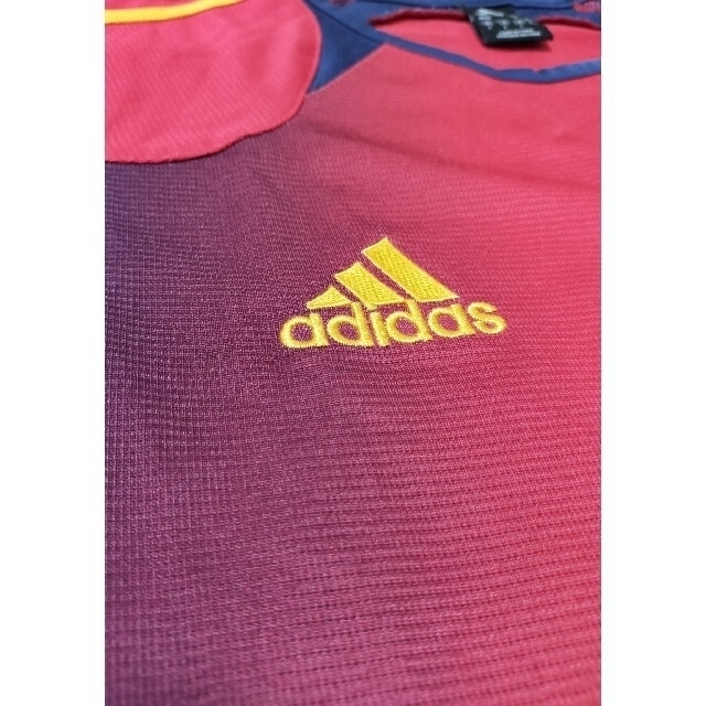 adidas(アディダス)の☆アディダス ゲームシャツ グラデーション赤&黄色線 サイズL スポーツ/アウトドアのサッカー/フットサル(ウェア)の商品写真