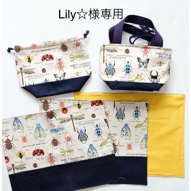 Lily☆様専用　昆虫図鑑　お弁当袋　ランチョンマット　ナフキン ハンドメイドのキッズ/ベビー(外出用品)の商品写真