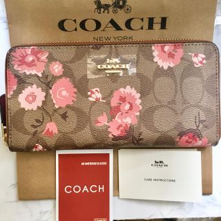 コーチ(COACH)の【新品　可愛い】coach 長財布　ブラウン　花柄(財布)