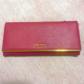 プラダ(PRADA)のプラダ PRADA ピンク レザー サフィアーノ メタル 1MH132 長財布(財布)