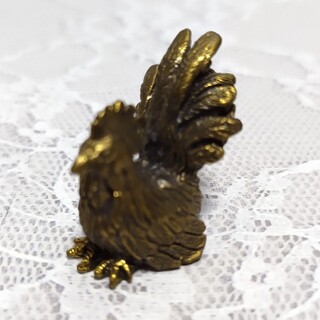 真鍮の置物③鶏 ゴールドカラー ニワトリ(彫刻/オブジェ)