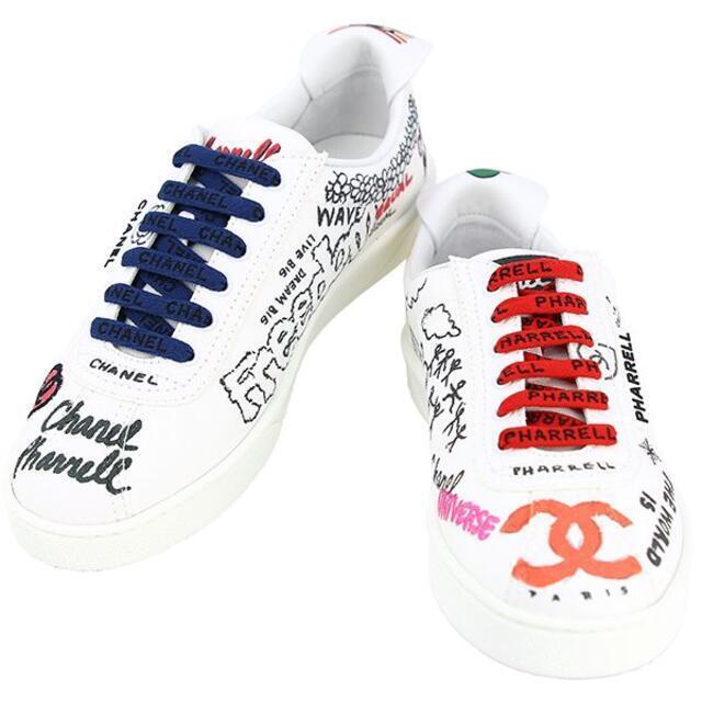 CHANEL - CHANEL スニーカー レディース ホワイト 新品 23.5cm h-g747 CHANEL - CHANEL スニーカー レディース ホワイト 新品 23.5cm h-g747
