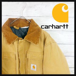 カーハート(carhartt)の90.sカーハート　ミリタリーダックジャケット　襟元コーデュロイ仕様レア古着(カバーオール)