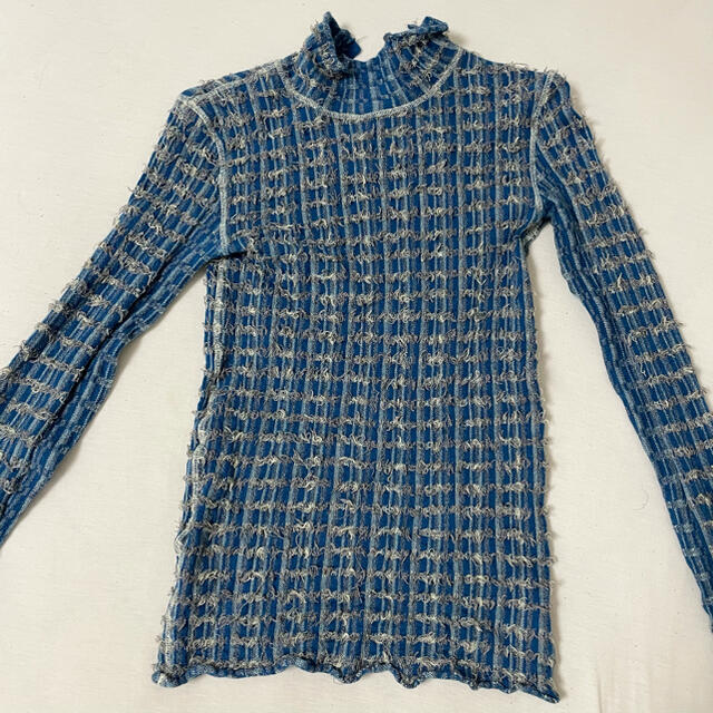 最新な ブルー tops knit yarn cut アイレネ irene - ニット/セーター 