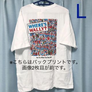 ジーユー(GU)のGU ウォーリーをさがせ グラフィックT ホワイト 半袖 L(Tシャツ(半袖/袖なし))