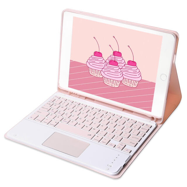 【新品】ピンク　10.2インチiPadケース　タッチパッド搭載キーボード スマホ/家電/カメラのスマホアクセサリー(iPadケース)の商品写真