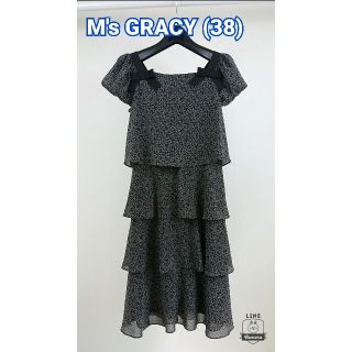 エムズグレイシー(M'S GRACY)の美品♪(38) エムズグレイシー 段フリル ワンピース(ひざ丈ワンピース)